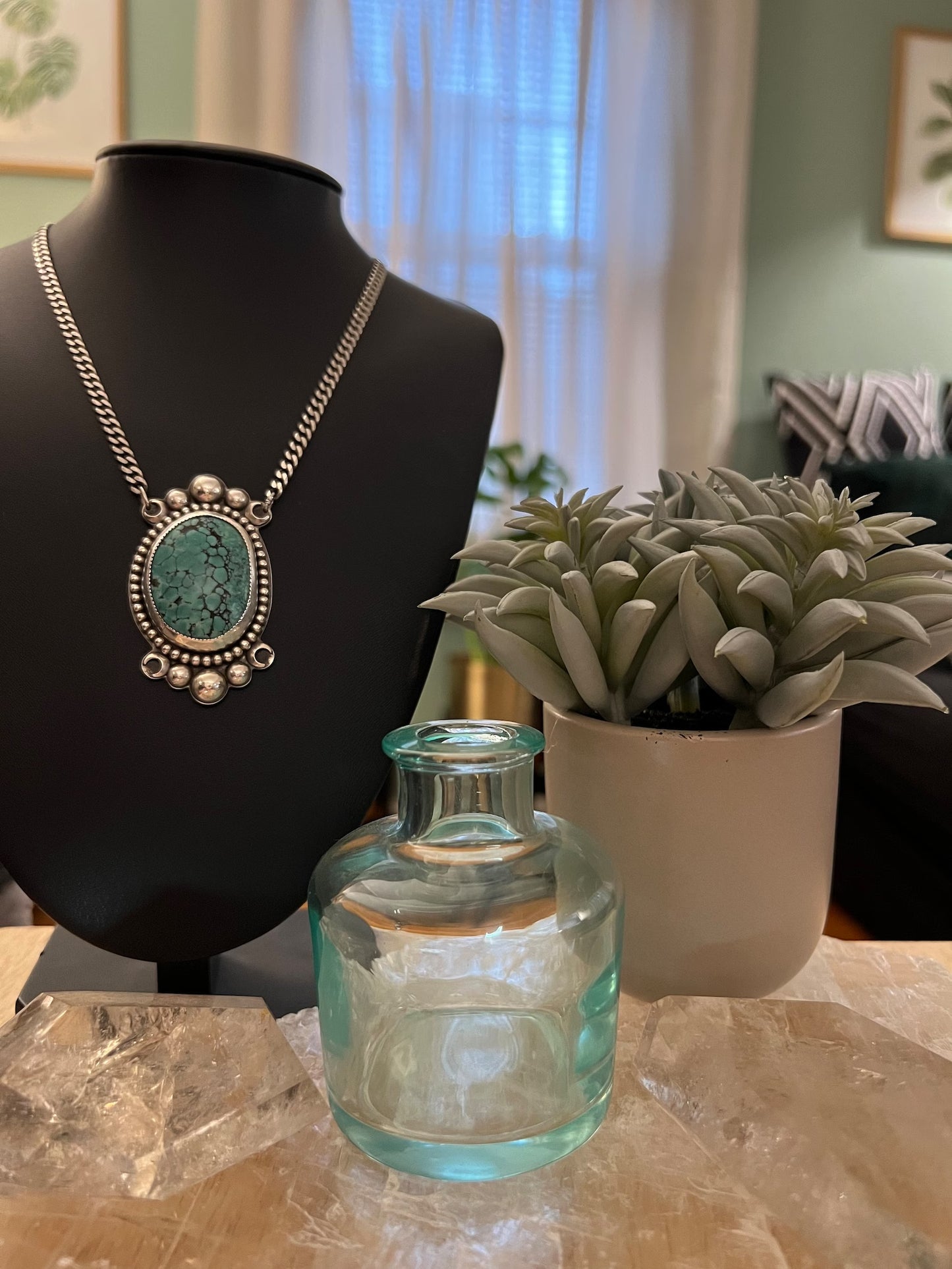 Oversized Turquoise Choker .925 Sterling Silver
