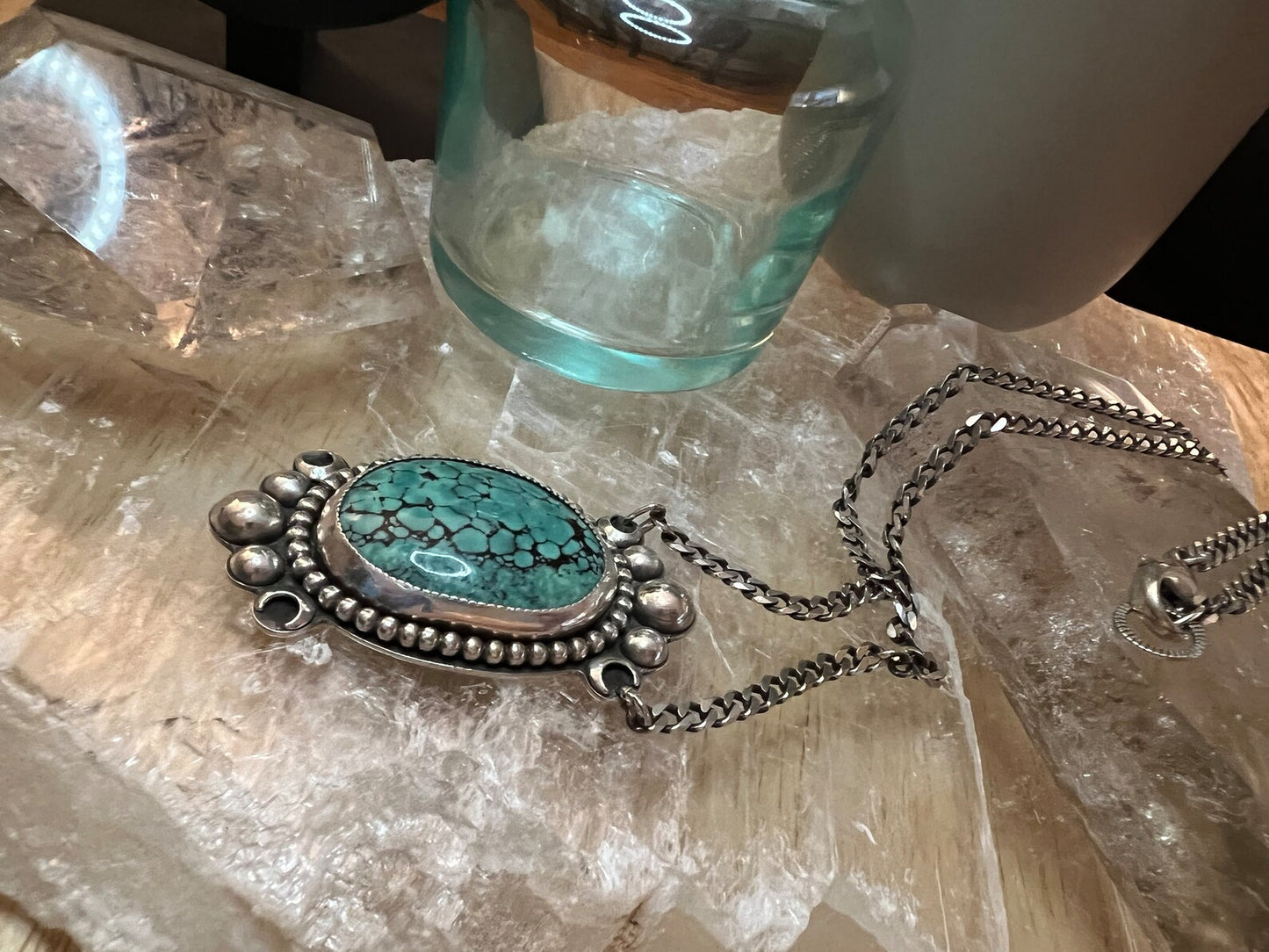 Oversized Turquoise Choker .925 Sterling Silver