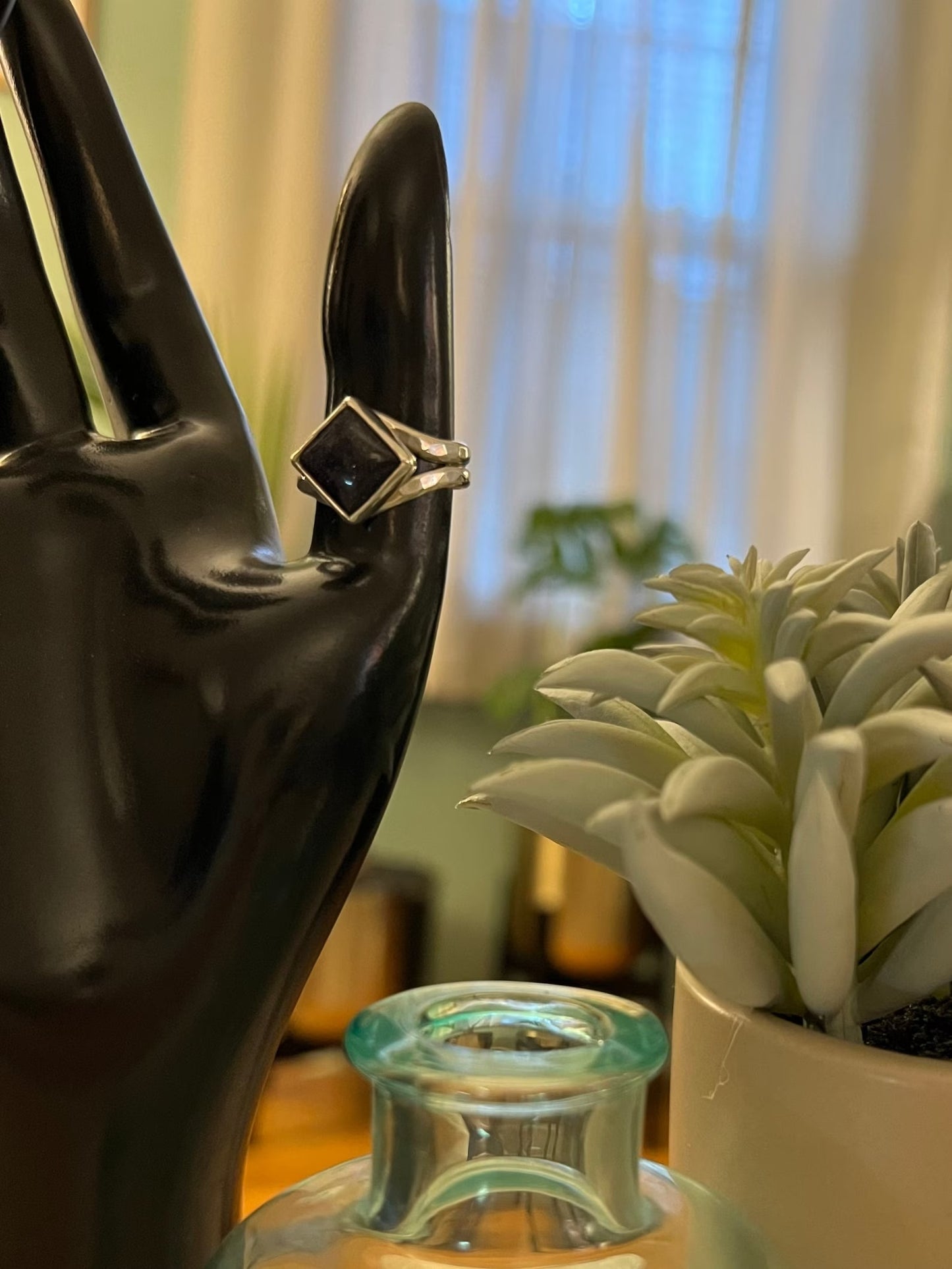 Blue Goldstone Split Shank Ring