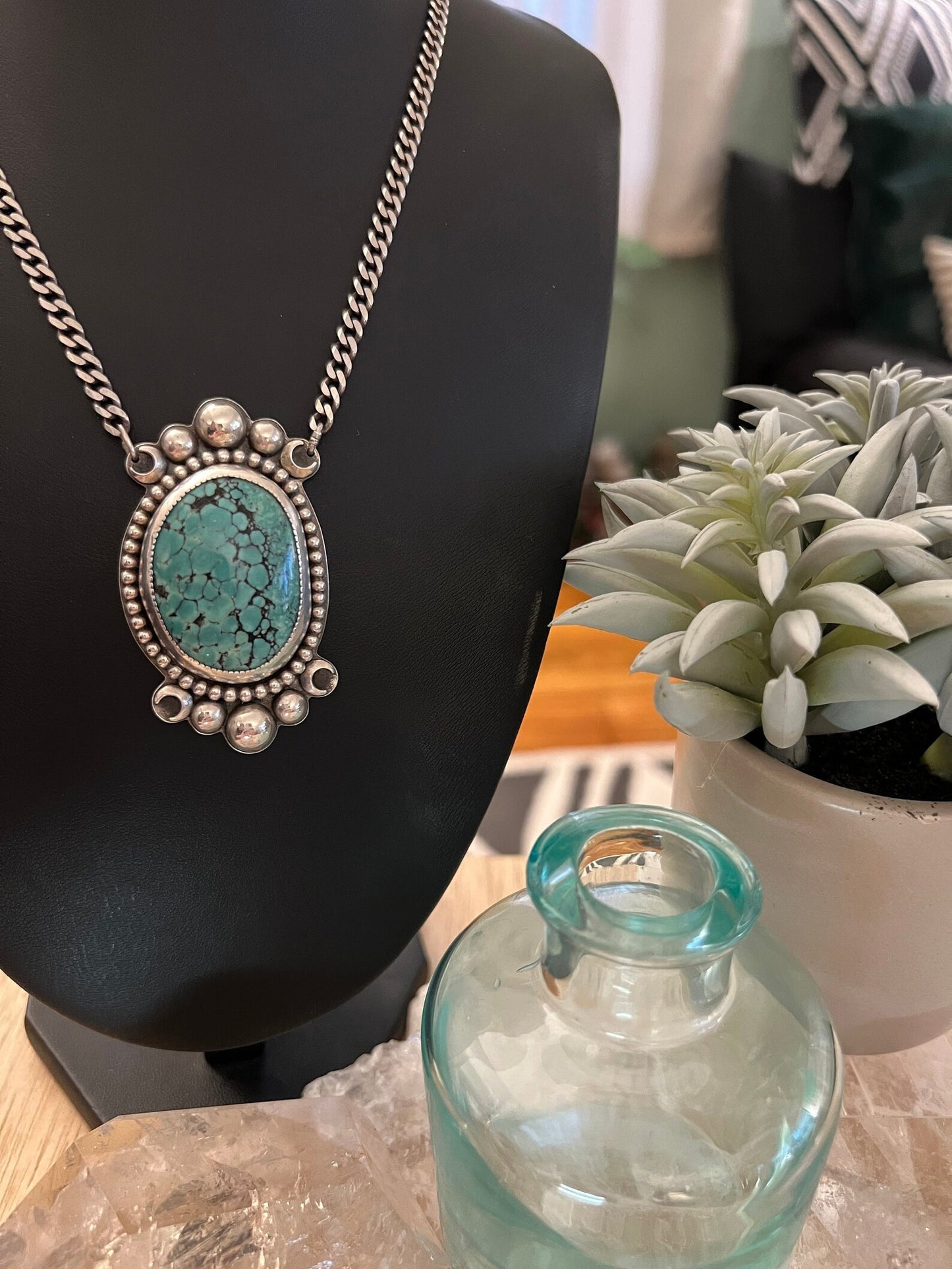 Oversized Turquoise Choker .925 Sterling Silver