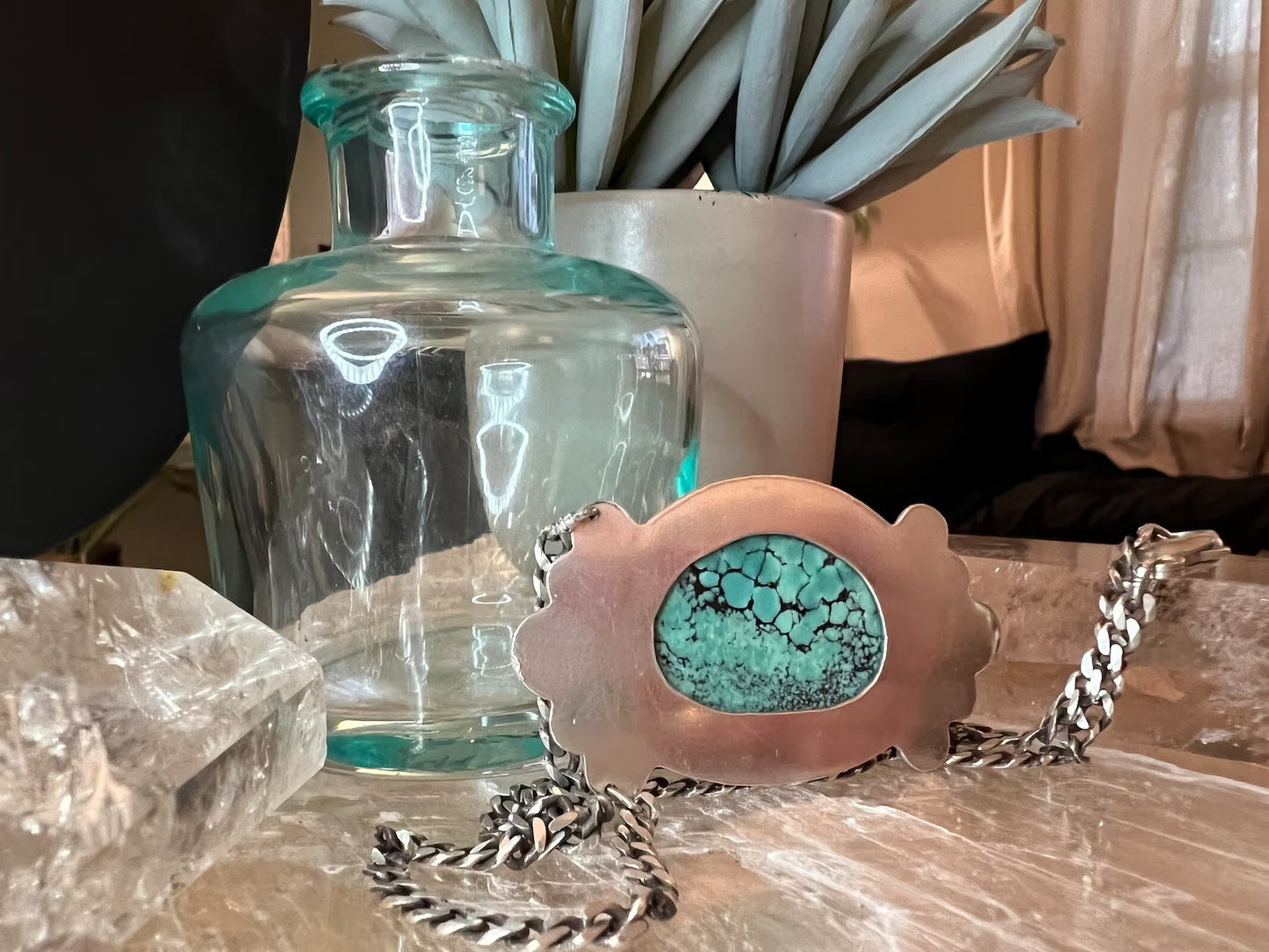Oversized Turquoise Choker .925 Sterling Silver