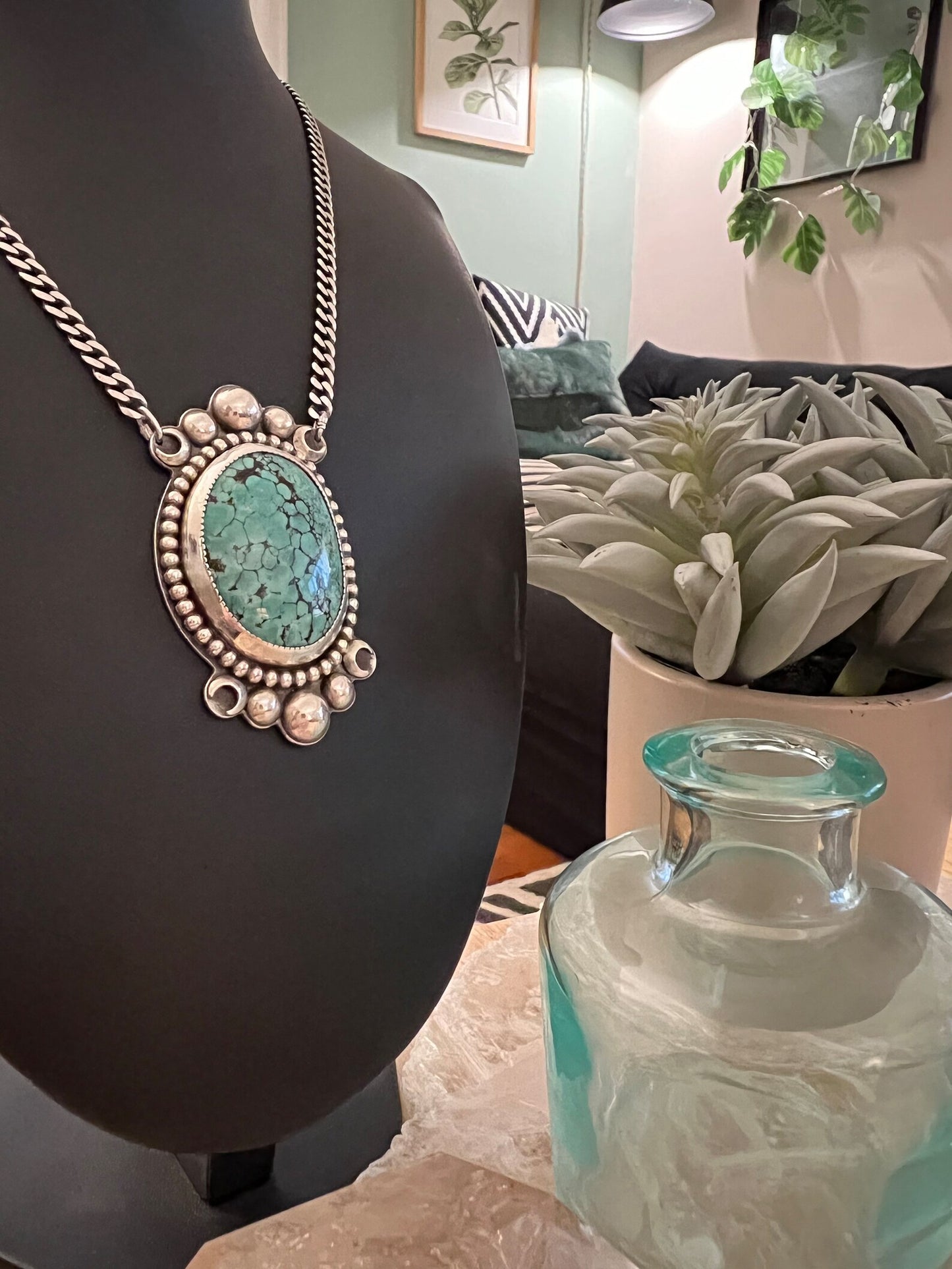 Oversized Turquoise Choker .925 Sterling Silver