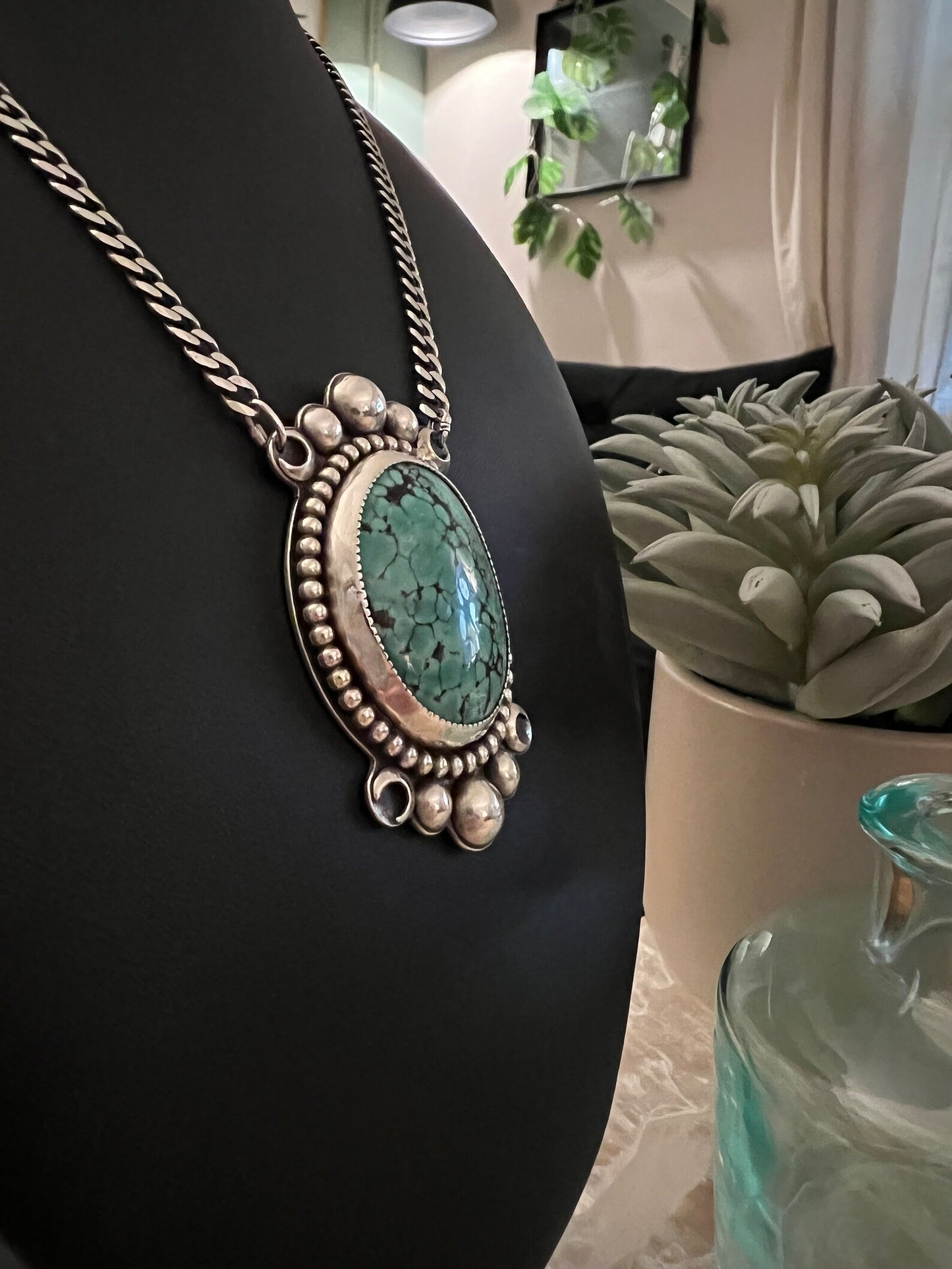 Oversized Turquoise Choker .925 Sterling Silver