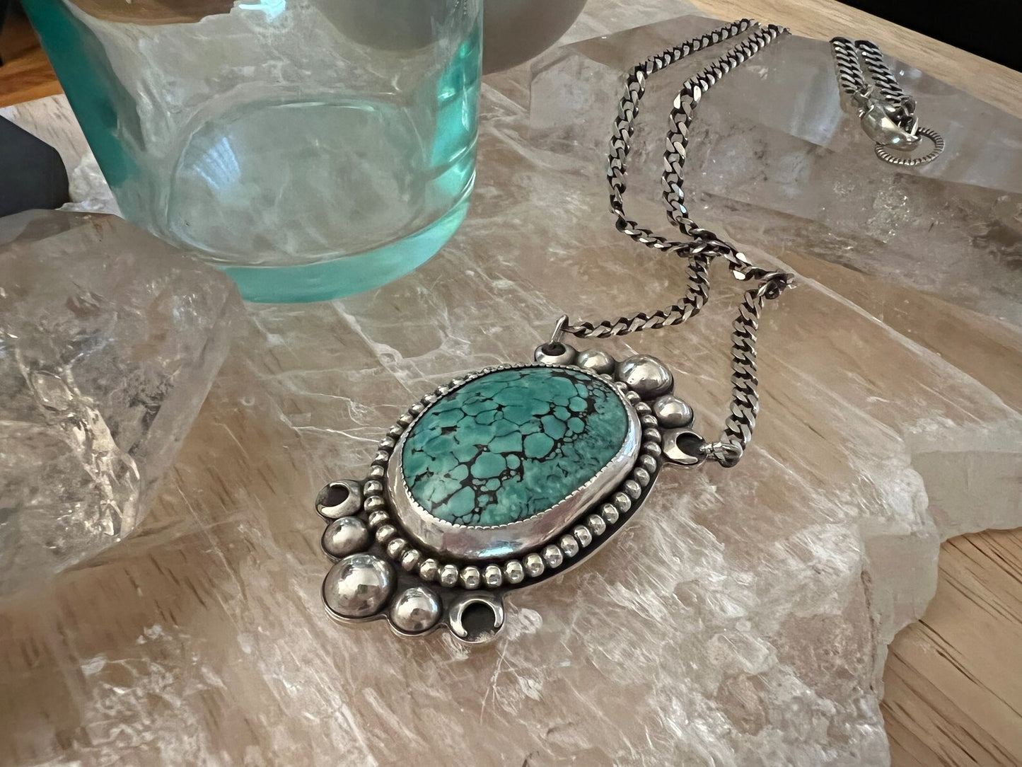Oversized Turquoise Choker .925 Sterling Silver