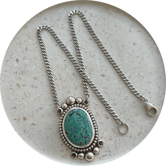 Oversized Turquoise Choker .925 Sterling Silver