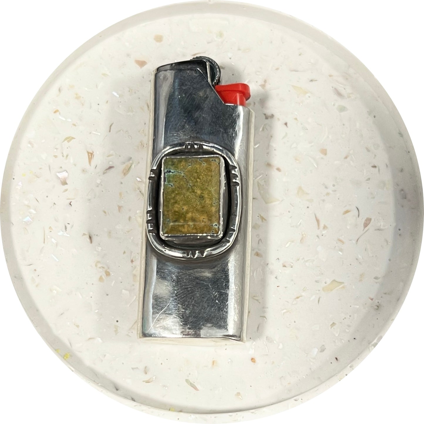 Solid Sterling Silver Turquoise Mini Lighter Sleeve