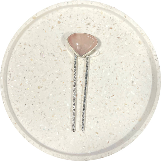 Sterling Silver Rose Quartz Hair Pin
